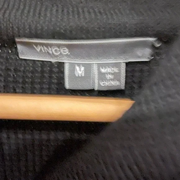 Vince black ribbed 100% wool asymmetric zip sweater jacket medium - Picture 5 of 7